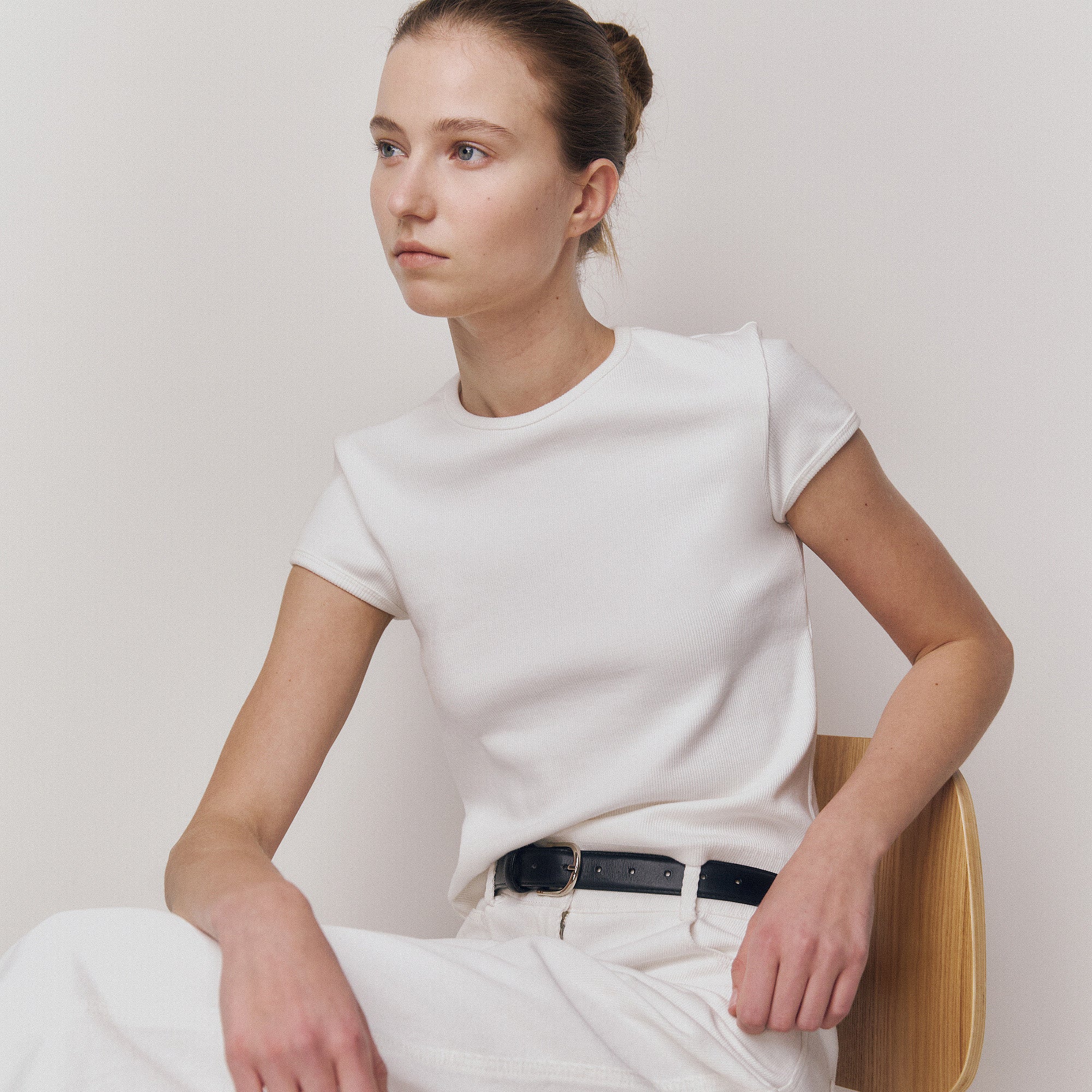 kindersalmon Crop Jersey Top White