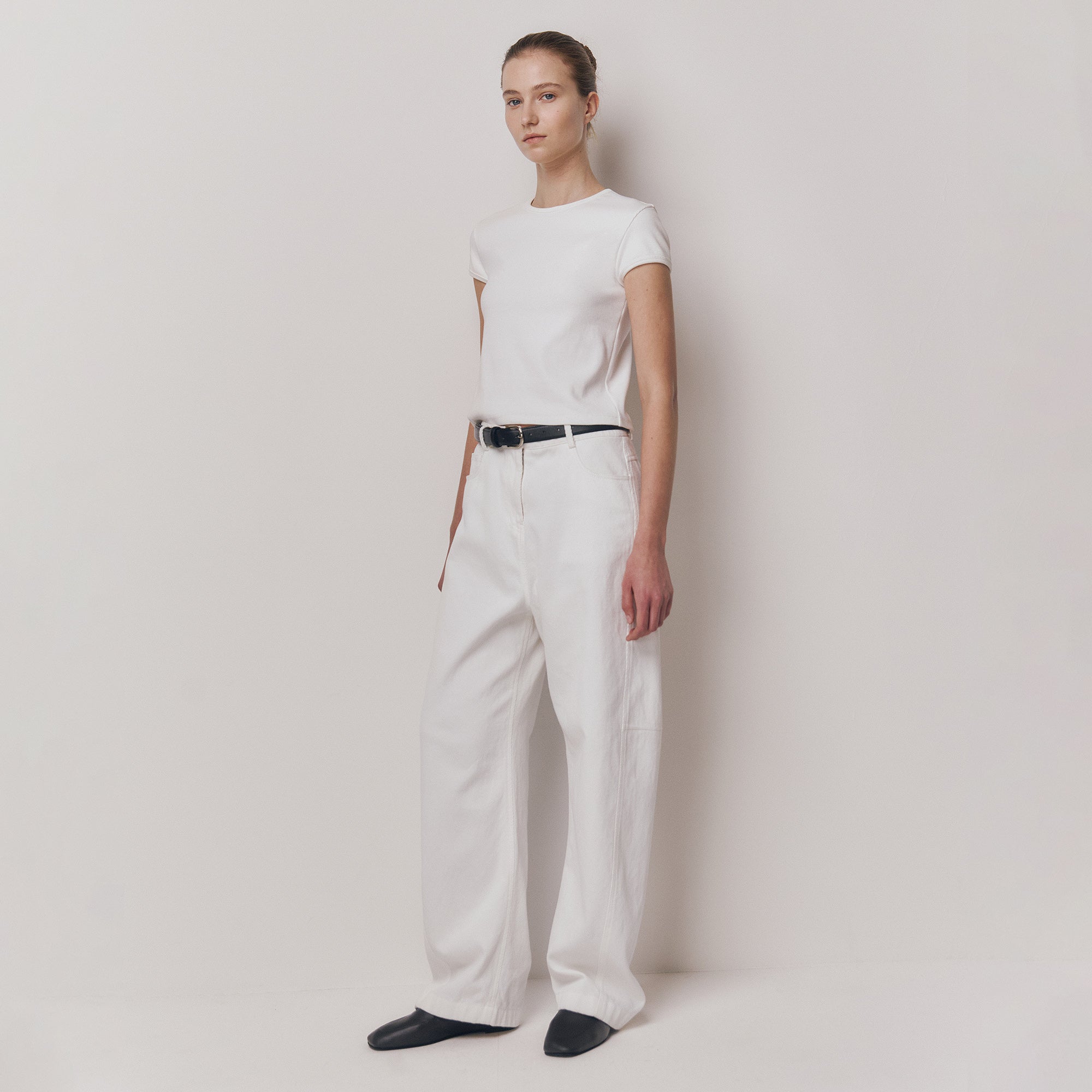 kindersalmon Crop Jersey Top White
