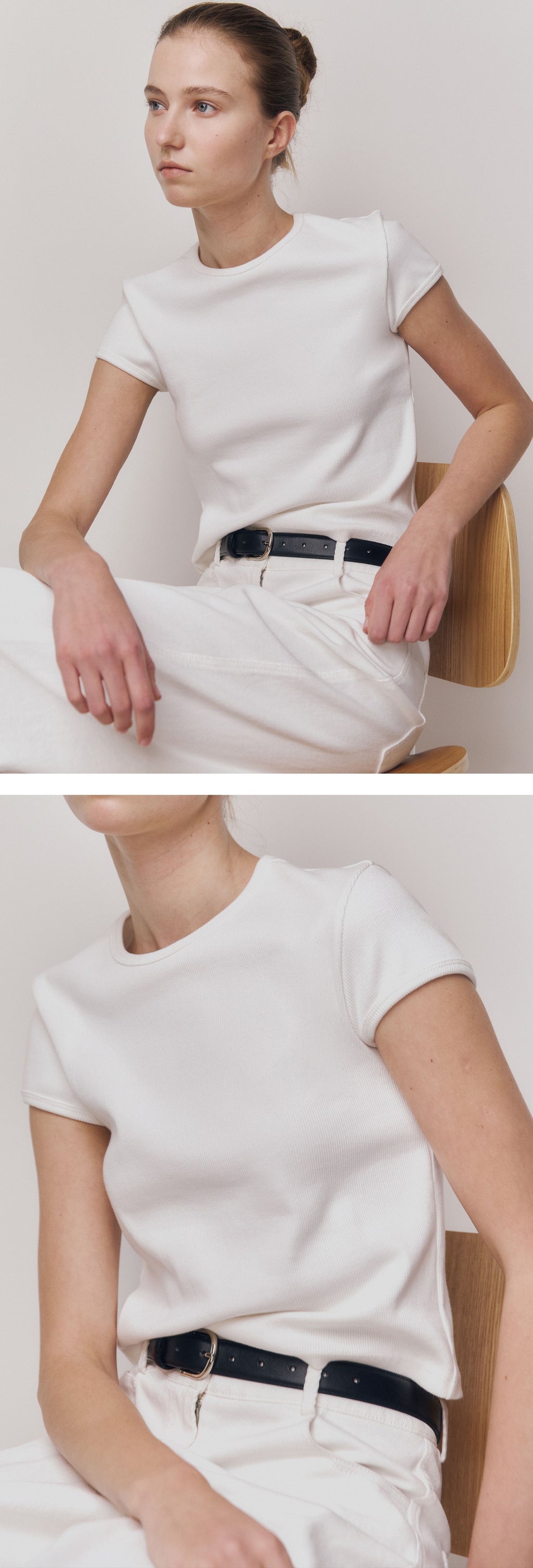kindersalmon Crop Jersey Top White
