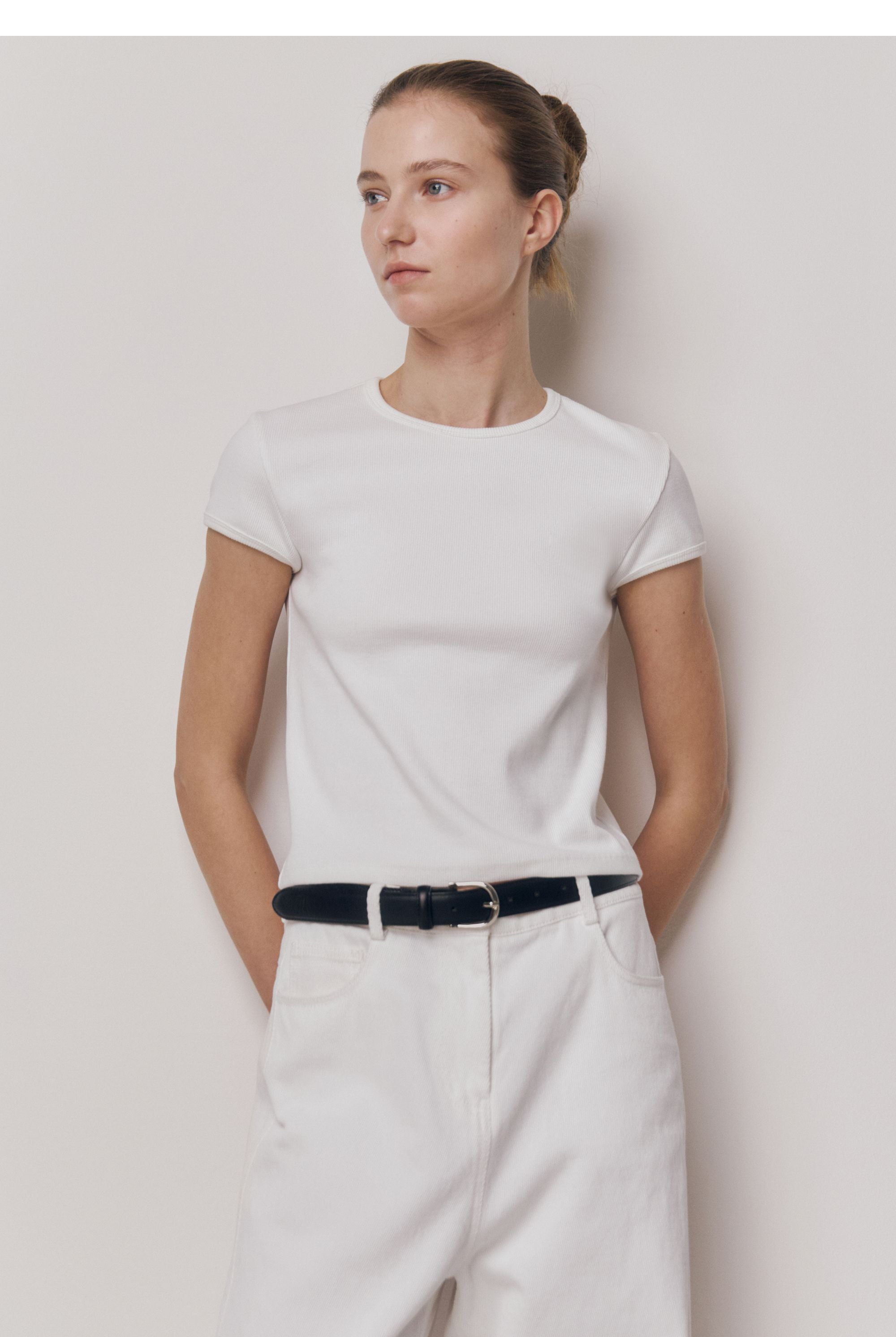 kindersalmon Crop Jersey Top White