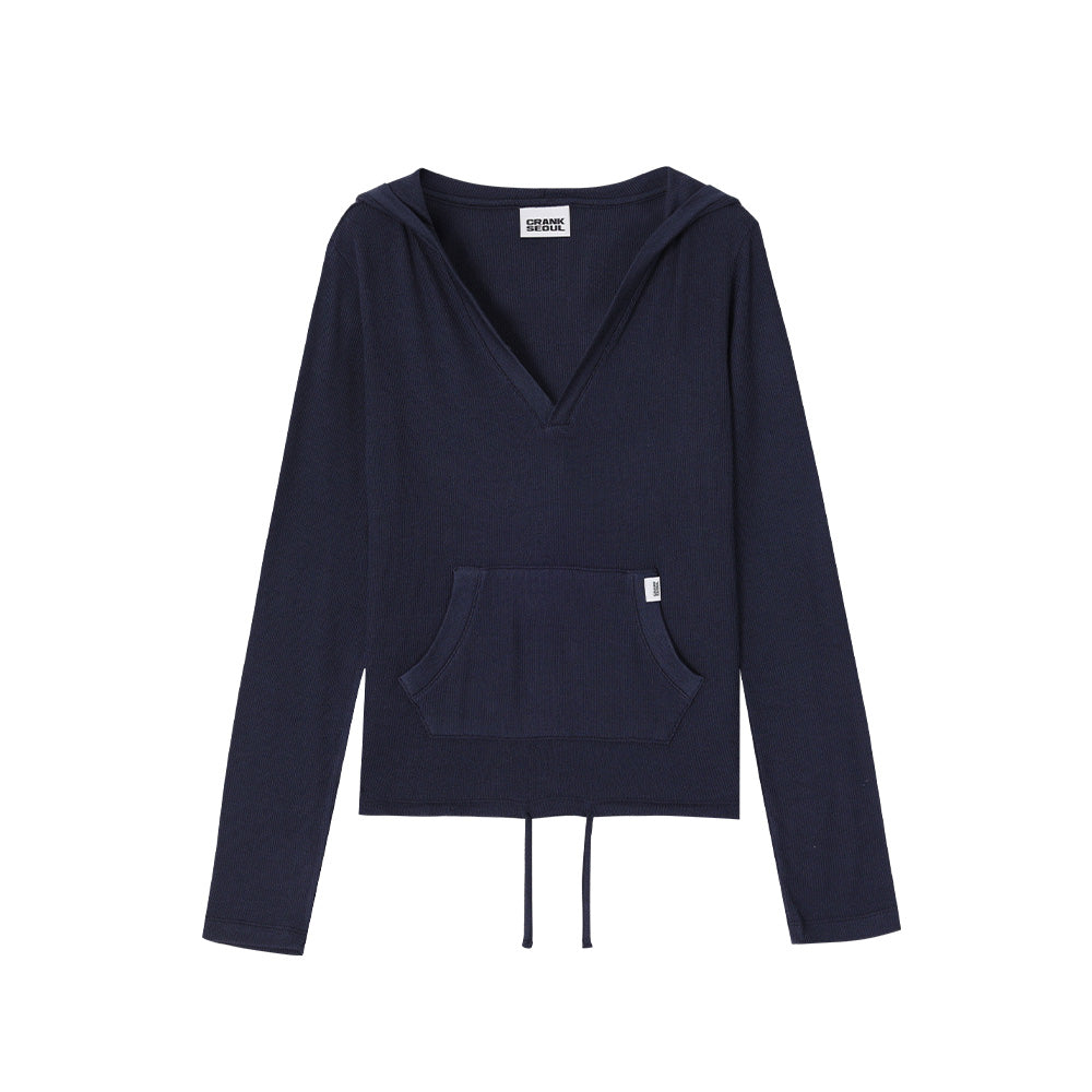 CRANK SOFT RIB HOODED TOP_NAVY
