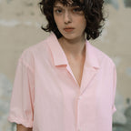 EDENIK Open collar short sleeve shirt_white