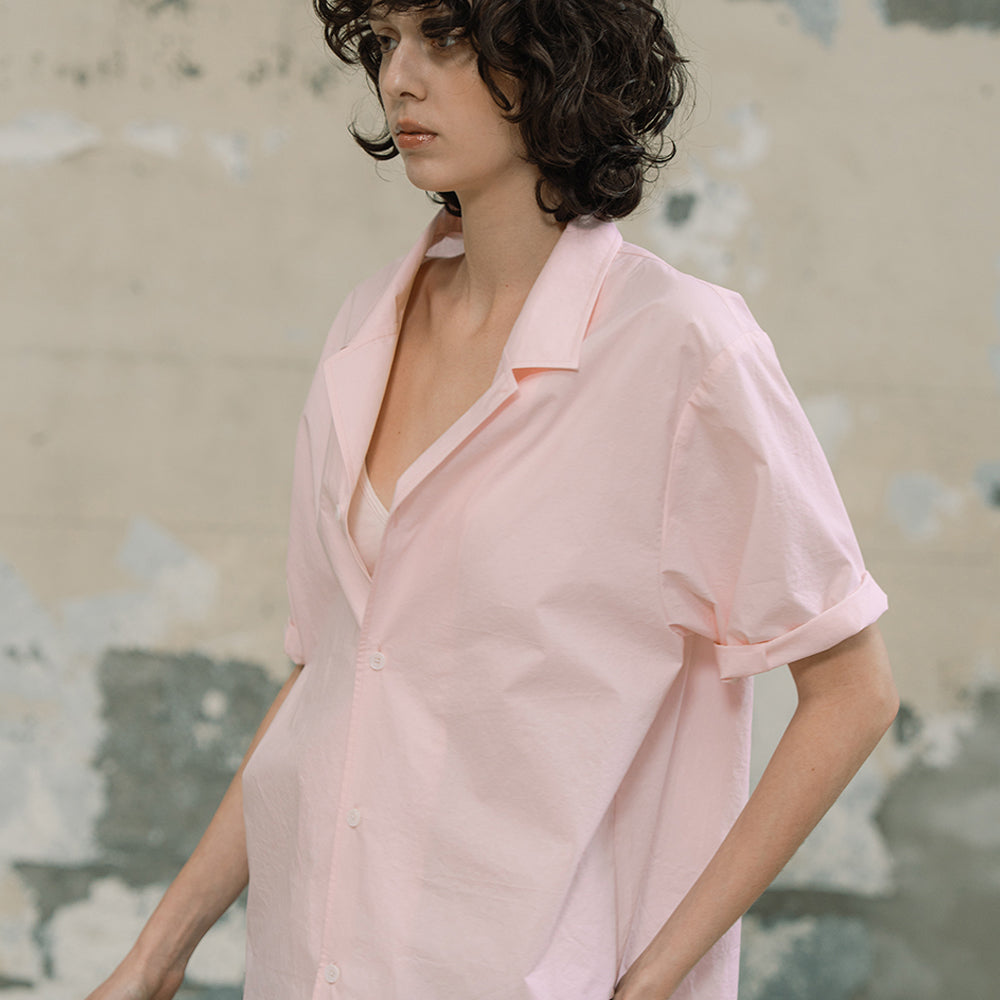 EDENIK Open collar short sleeve shirt_white