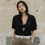 EDENIK Open collar short sleeve shirt_white