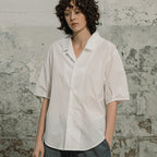EDENIK Open collar short sleeve shirt_white