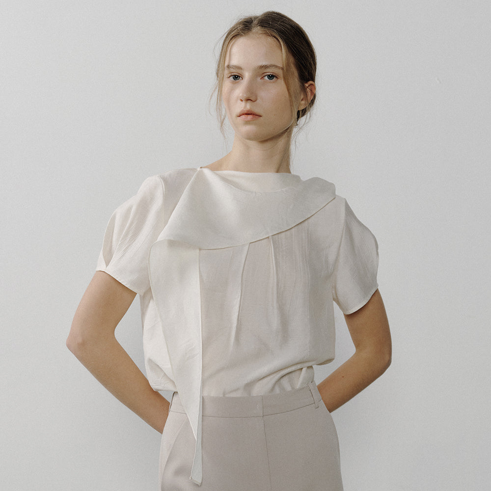 OCTETTE [5th] MOUSSE WRINKLE BLOUSE_CREAM