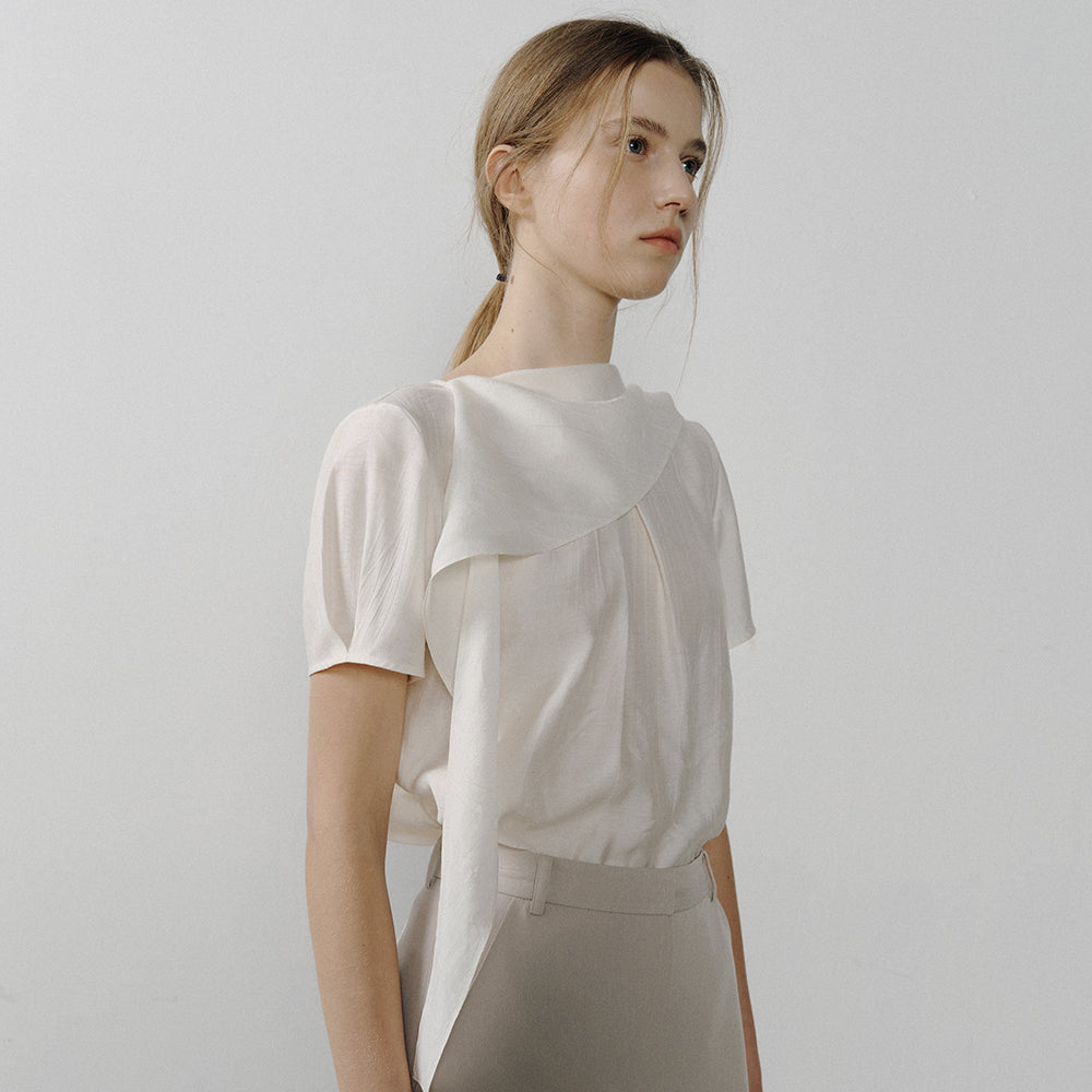 OCTETTE [5th] MOUSSE WRINKLE BLOUSE_CREAM