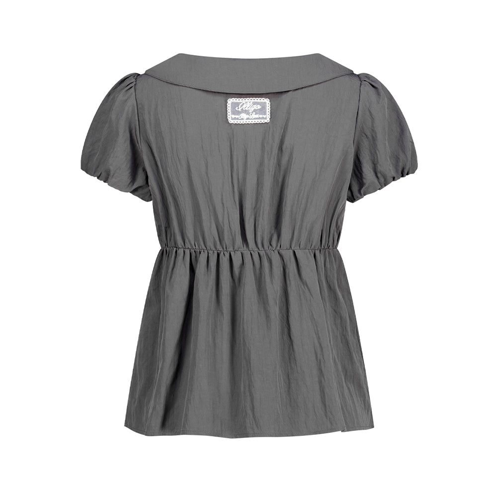 ILLIGO Foaming Ribbon Puff Blouse Charcoal