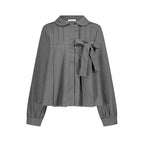 ILLIGO Ribbon pleated blouse gray