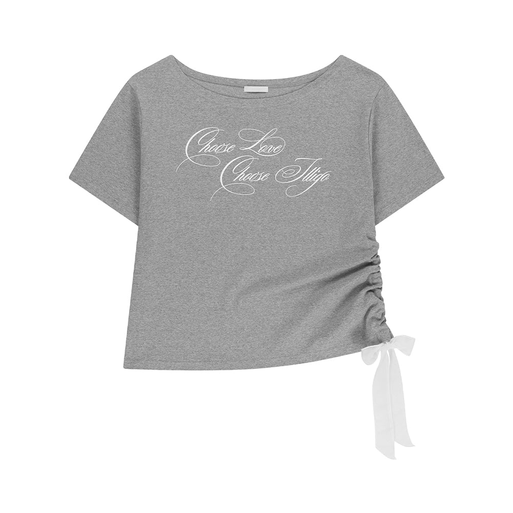 ILLIGO Sheer Ribbon Off Shoulder Top Melange