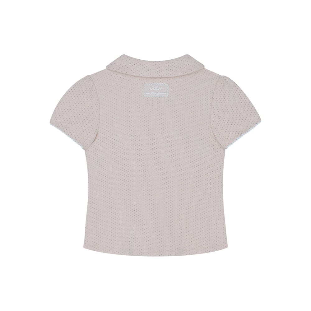 ILLIGO Dot pin tuck collar tee pink