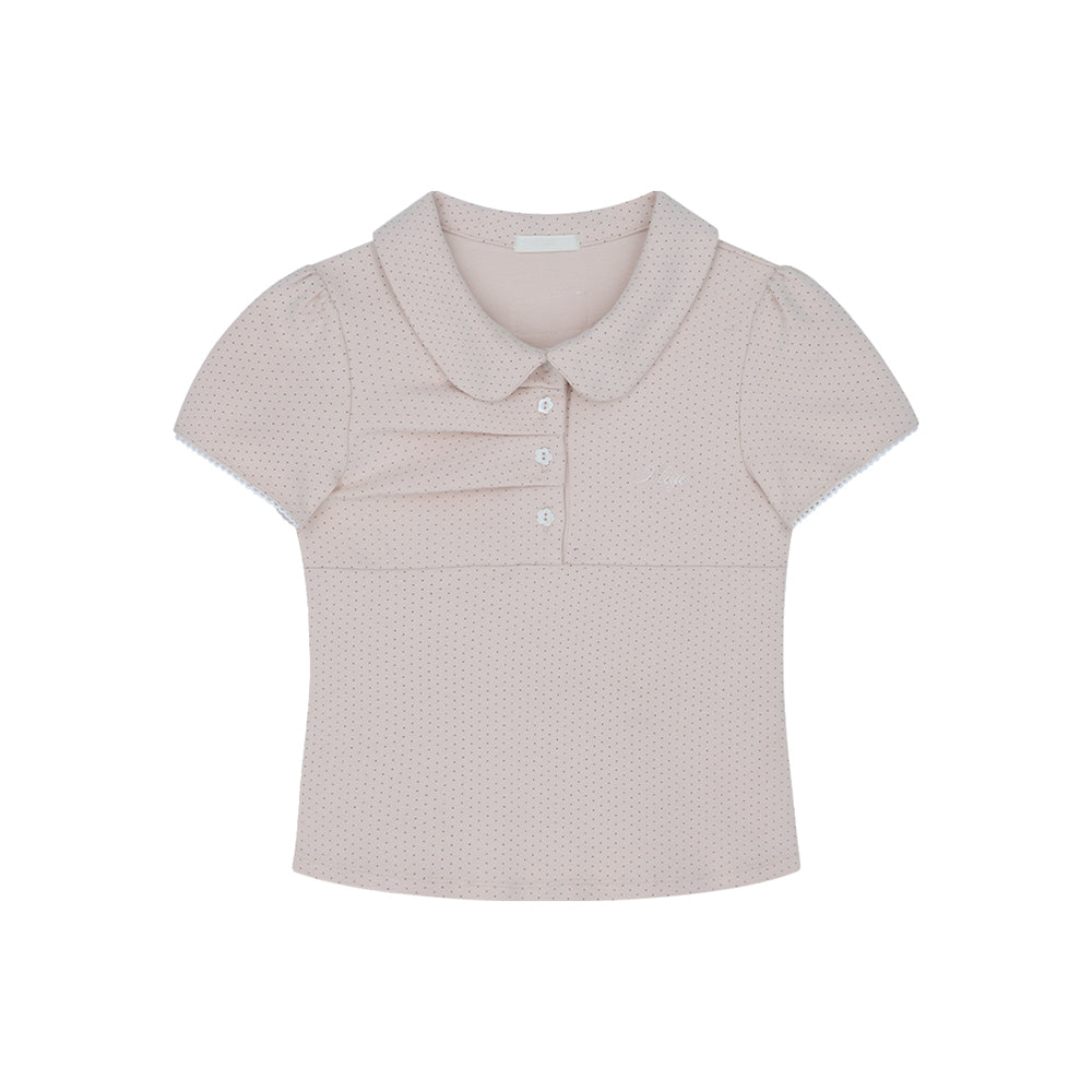 ILLIGO Dot pin tuck collar tee pink