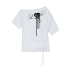 ILLIGO Love One Shoulder Overfit T-Shirt White