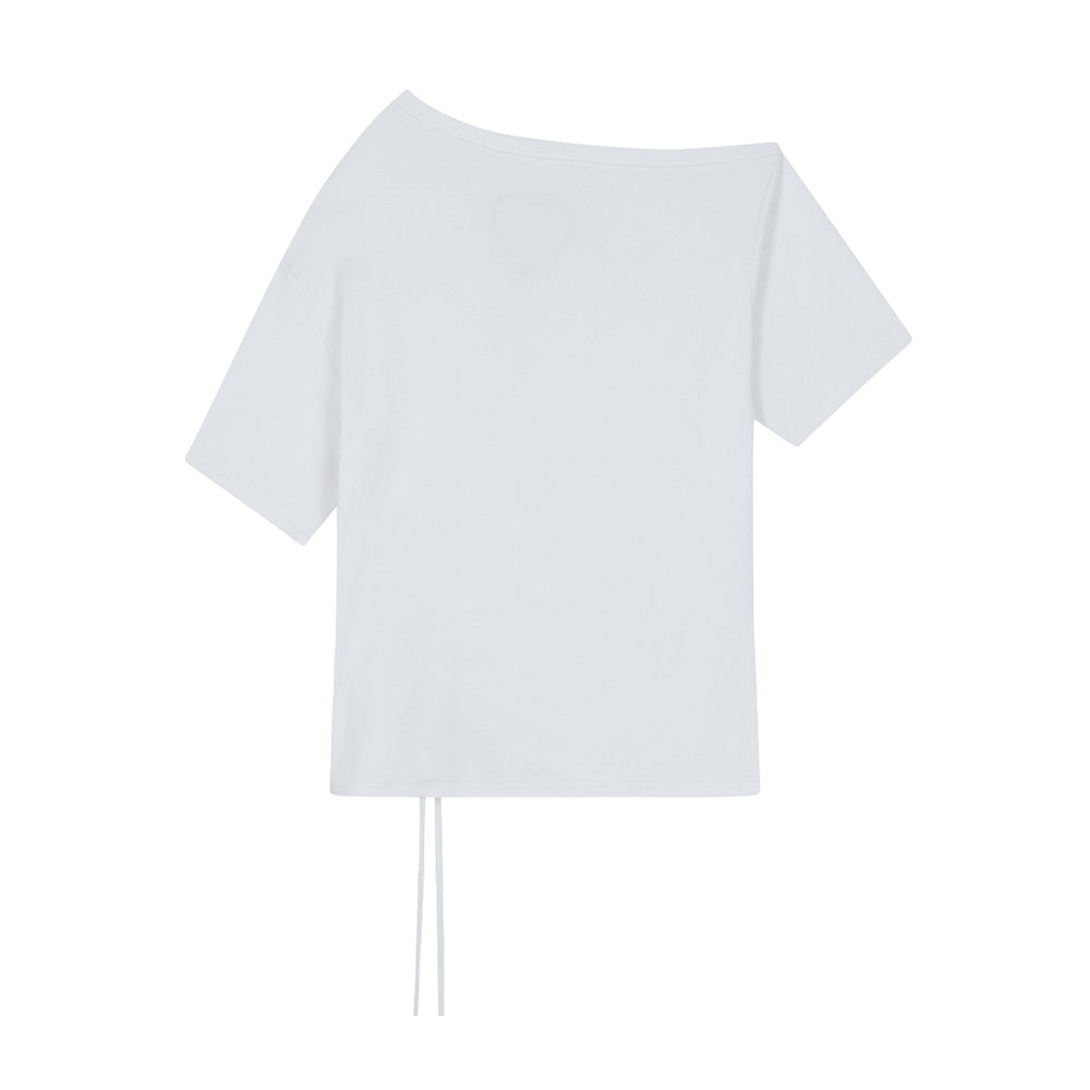 ILLIGO Love One Shoulder Overfit T-Shirt White