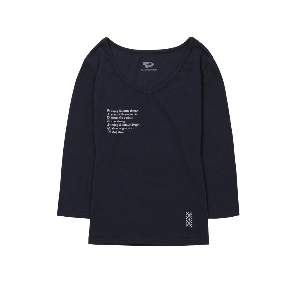 WELLBEING EXPRESS V neck 3/4 sleeve Navy