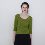 MOODADDITION Square slim T-shirt (Olive)