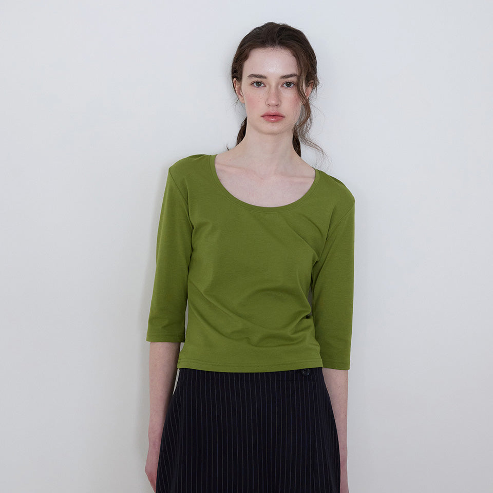 MOODADDITION Square slim T-shirt (Olive)