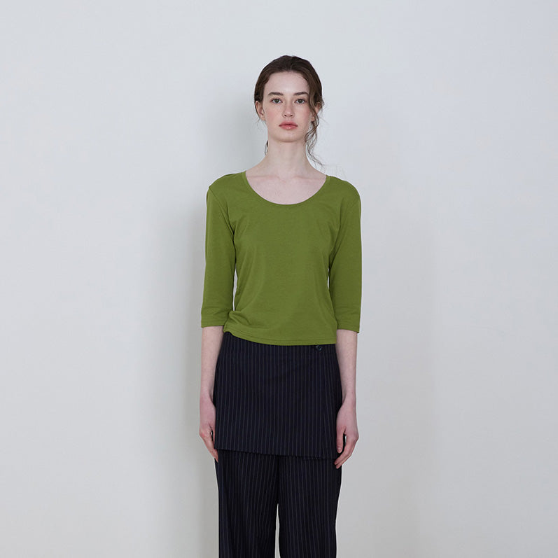 MOODADDITION Square slim T-shirt (Olive)