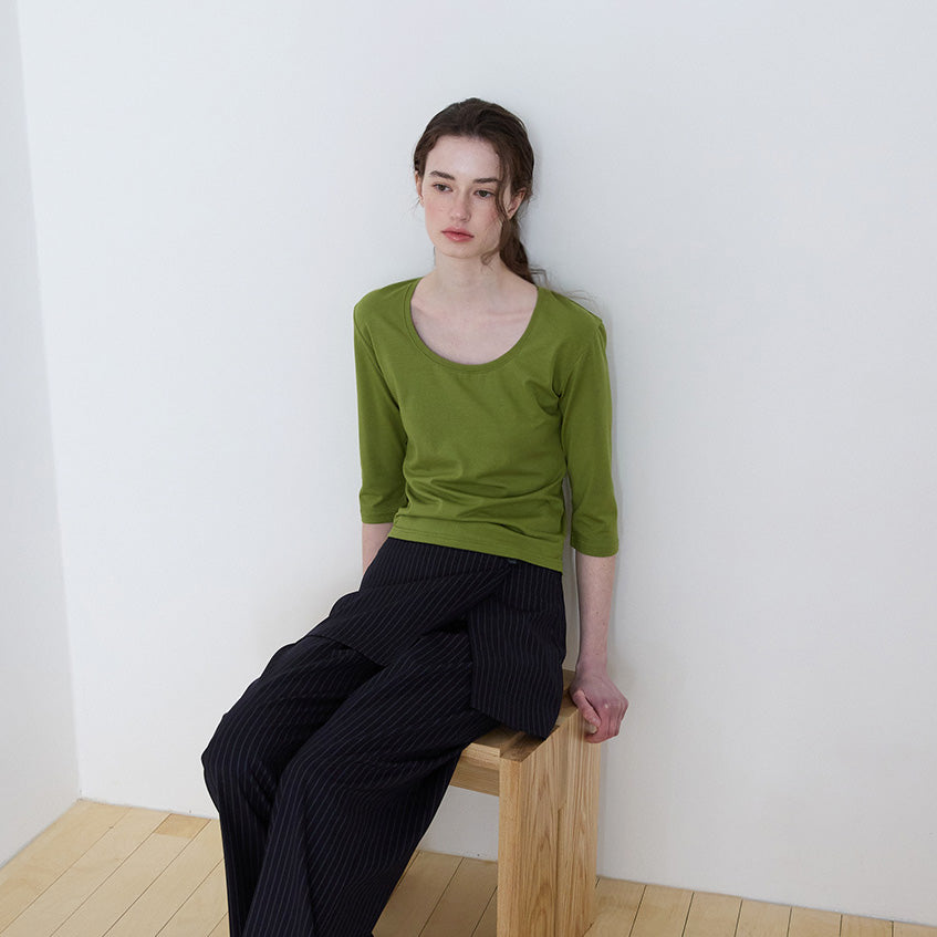 MOODADDITION Square slim T-shirt (Olive)