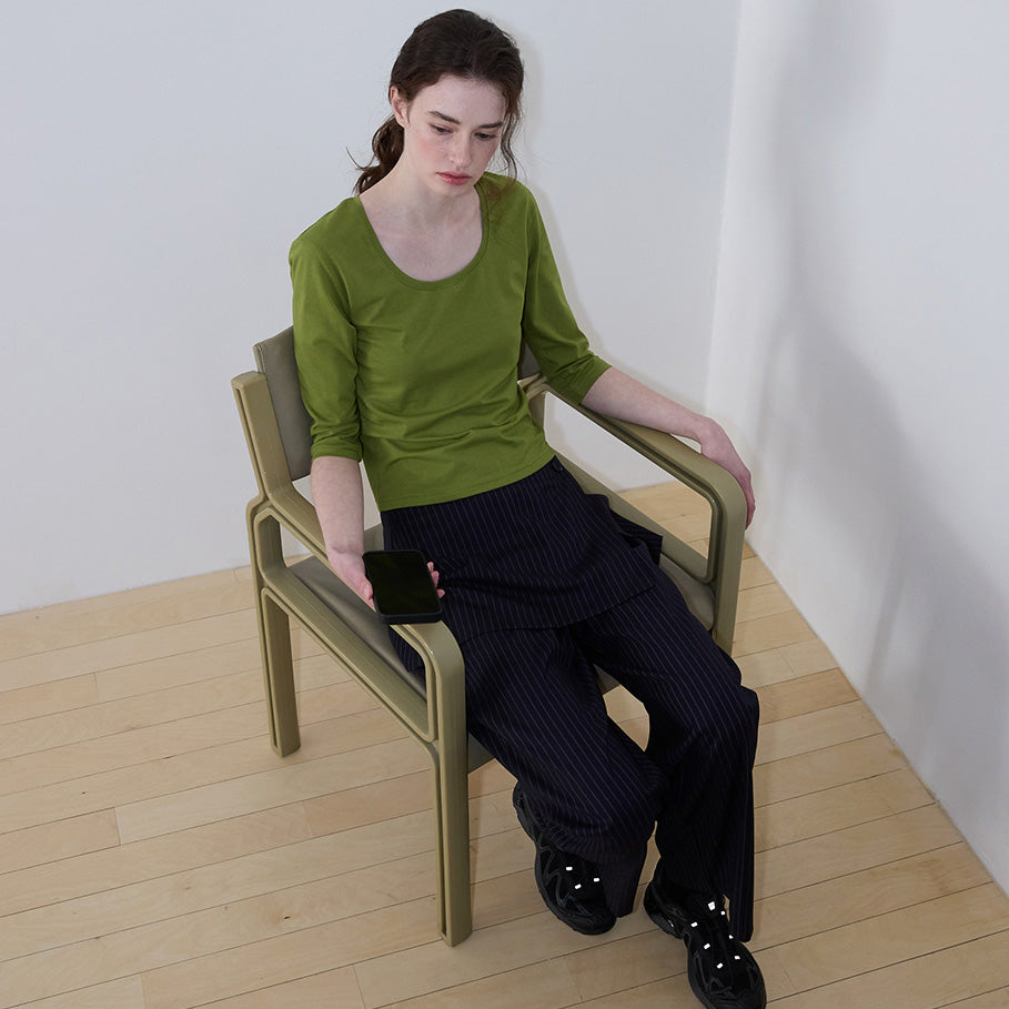 MOODADDITION Square slim T-shirt (Olive)