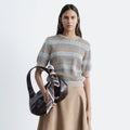 & Other Stories Rib Knit T-Shirt (Beige/Stripes)