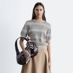 & Other Stories Rib Knit T-Shirt (Beige/Stripes)