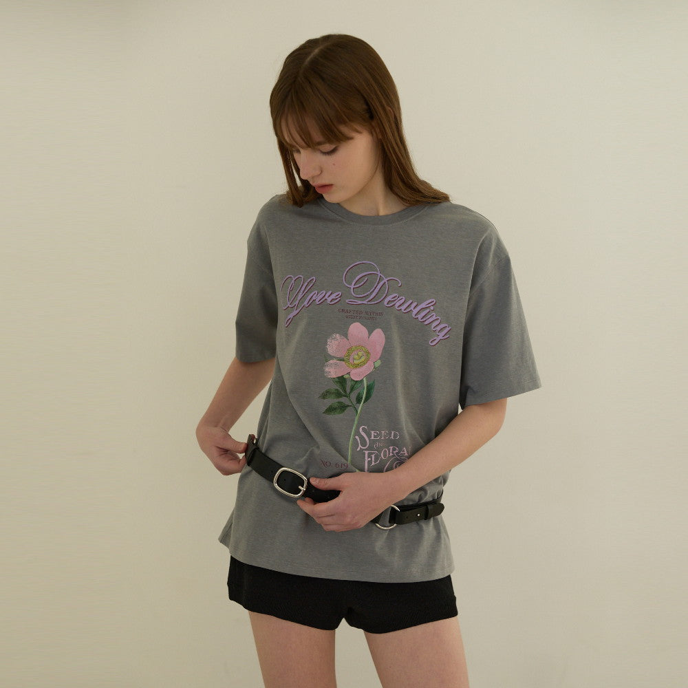 DEWL [Dueling] Pigment Flower Overfit T-shirt GR_D262MSM111
