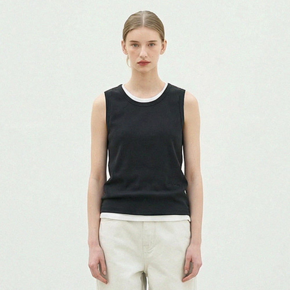 OFF AND AWAY Easy embroidery sleeveless top_black