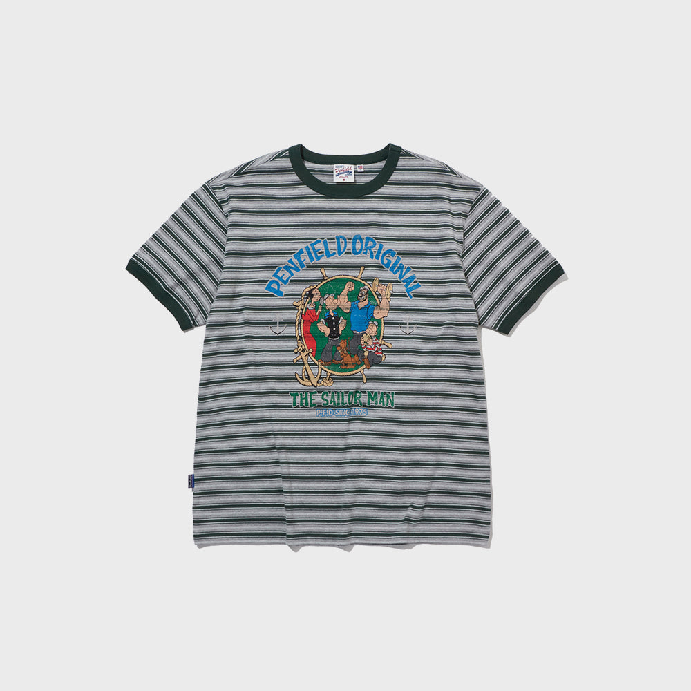 PENFIELD Multi-stripe sailor man short sleeve t-shirt gray_FS2KT32U