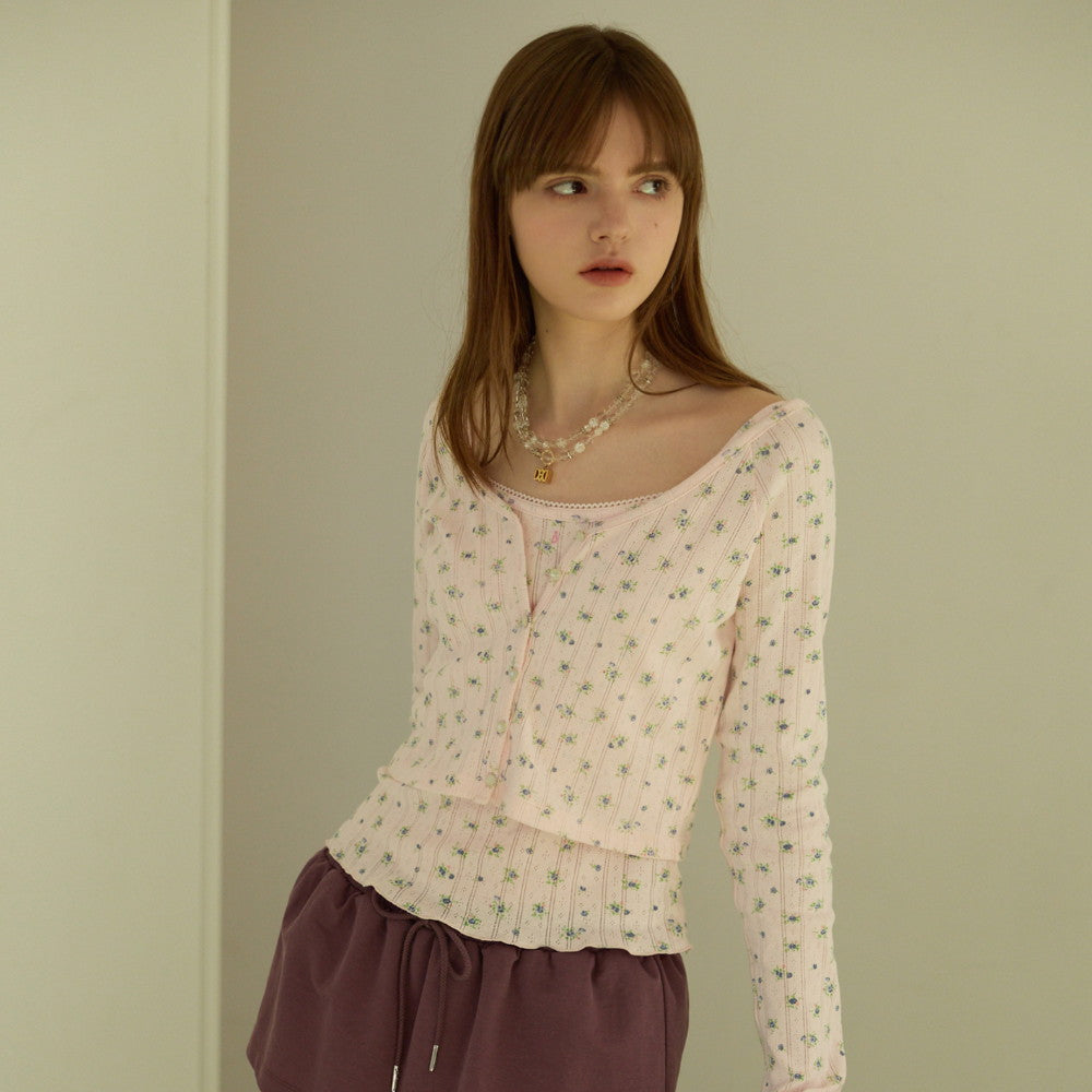 DEWL [Duelling][2nd] Flower sleeveless tank top cardigan set PK_D262MSM107