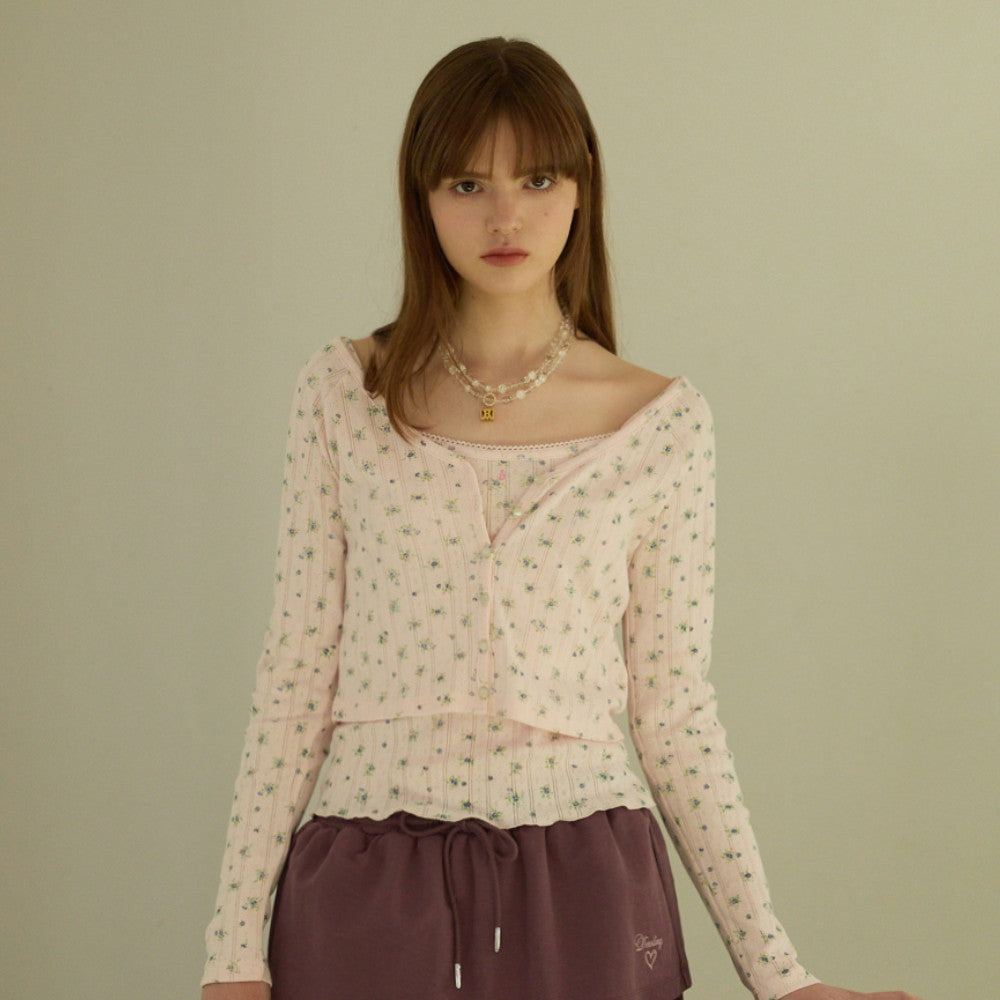 DEWL [Duelling][2nd] Flower sleeveless tank top cardigan set PK_D262MSM107