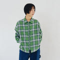 PLZPROJECT PORTLER CHECK ZIP-UP SHIRT, GREEN