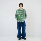 PLZPROJECT PORTLER CHECK ZIP-UP SHIRT, GREEN