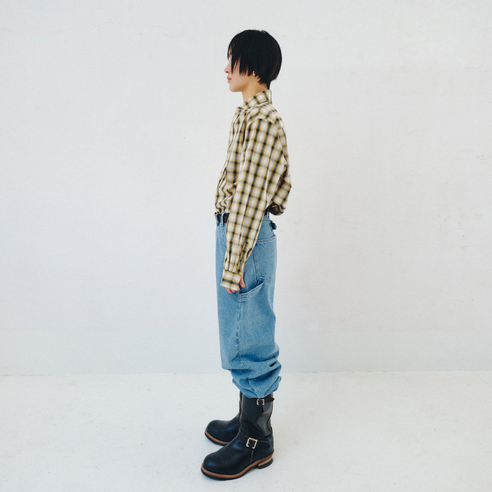 PLZPROJECT SIDE-OPEN CHECK SHIRT, YELLOW