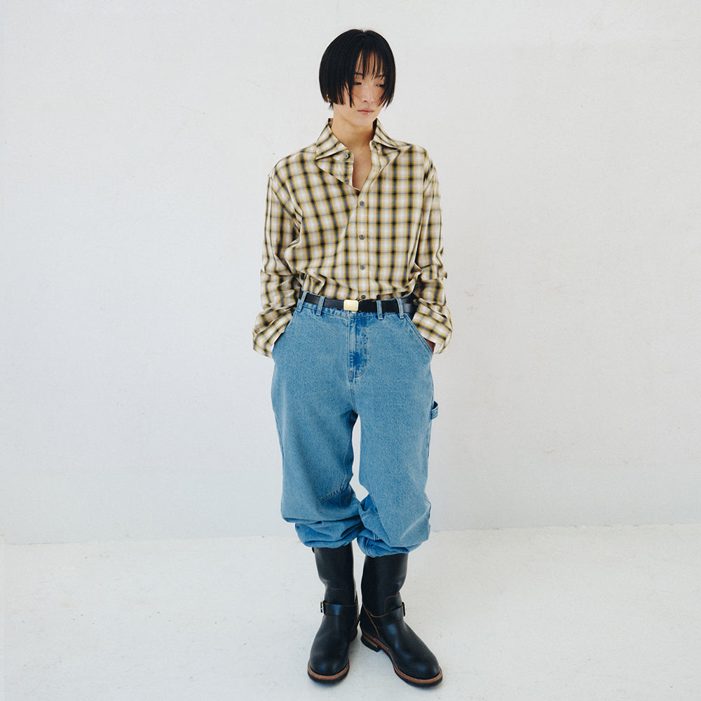 PLZPROJECT SIDE-OPEN CHECK SHIRT, YELLOW