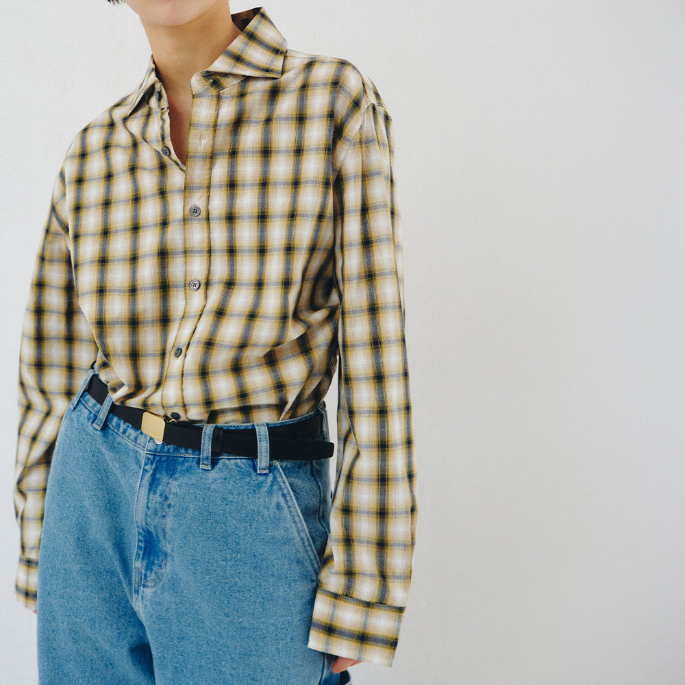PLZPROJECT SIDE-OPEN CHECK SHIRT, YELLOW