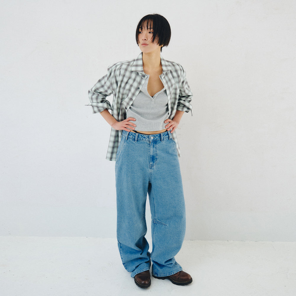 PLZPROJECT SIDE-OPEN CHECK SHIRT, MINT