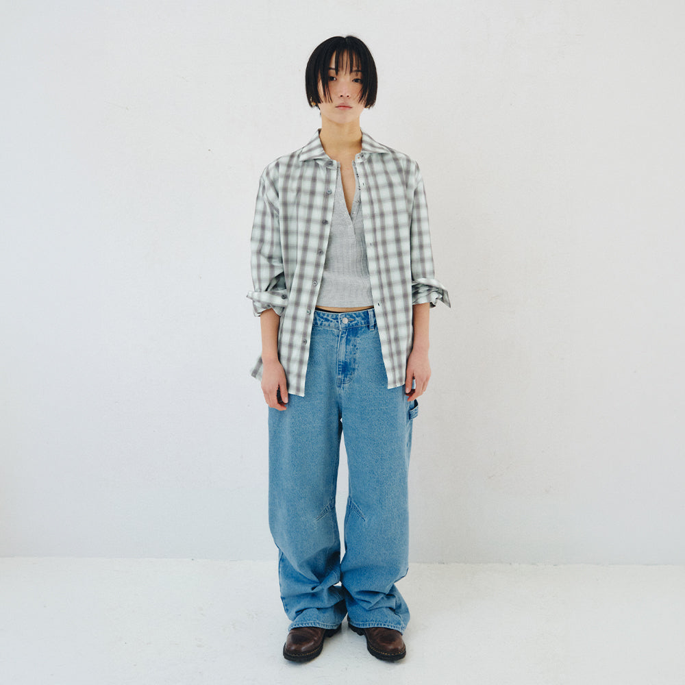 PLZPROJECT SIDE-OPEN CHECK SHIRT, MINT