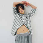PLZPROJECT SIDE-OPEN CHECK SHIRT, MINT
