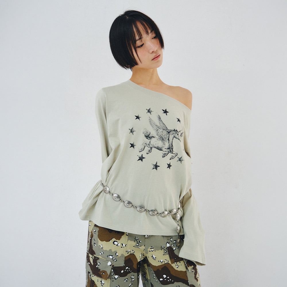 PLZPROJECT PEGASUS LONG-SLEEVE T-SHIRT, DUSTY BEIGE