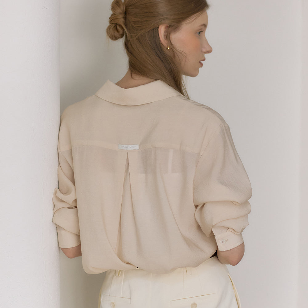 OUR HOPE [7th] Celeste Sheer Pocket Shirt – Salmon