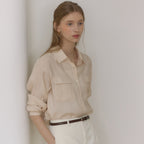 OUR HOPE [7th] Celeste Sheer Pocket Shirt – Salmon