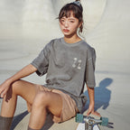 FLATWAVE IN SEOUL Naga Dyed Print T-Shirts Charcoal