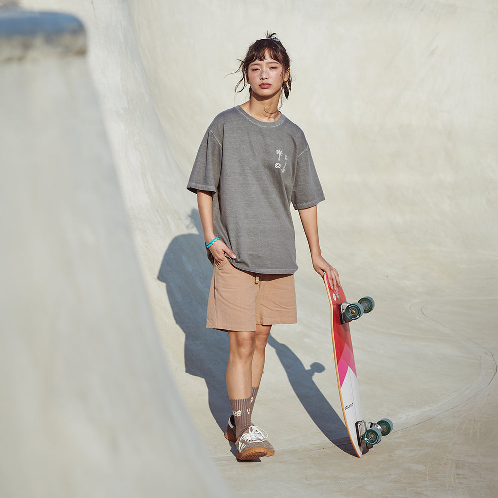 FLATWAVE IN SEOUL Naga Dyed Print T-Shirts Charcoal