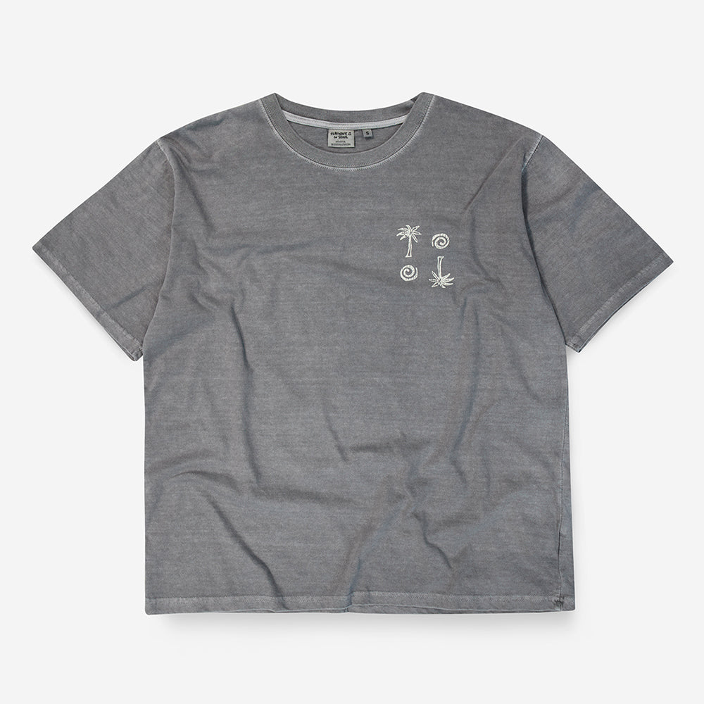 FLATWAVE IN SEOUL Naga Dyed Print T-Shirts Charcoal