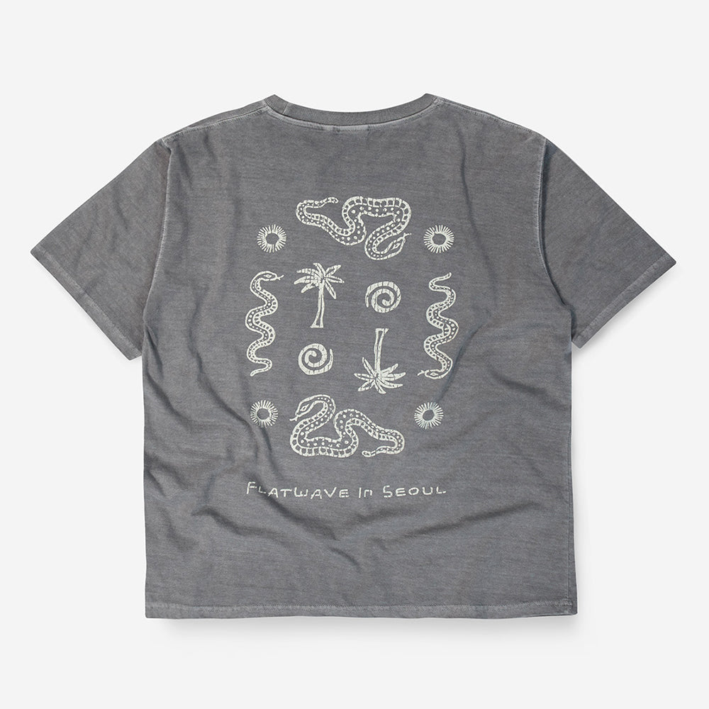 FLATWAVE IN SEOUL Naga Dyed Print T-Shirts Charcoal