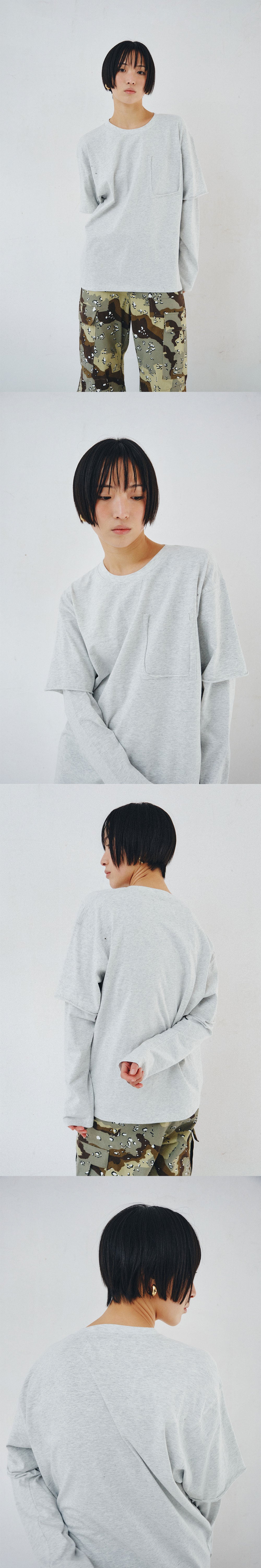 PLZPROJECT LAYERED LONG SLEEVE, WHITE MELANGE