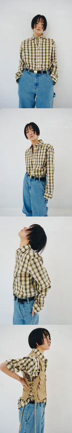 PLZPROJECT SIDE-OPEN CHECK SHIRT, YELLOW