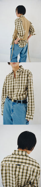 PLZPROJECT SIDE-OPEN CHECK SHIRT, YELLOW