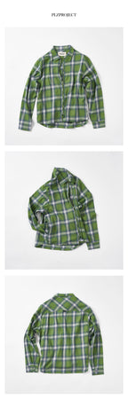 PLZPROJECT PORTLER CHECK ZIP-UP SHIRT, GREEN